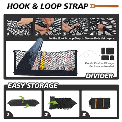 Truck Bed Cargo Net Trunk Netting Compatible with 2015+ Ford F150 & 2017+ F250/F350/F450 (Snap-in Tie Down) Accessories, Pickup Cargo Organizer SUV Sedan Storage Net w/Heavy Duty Carabiners - style: 2015+ F150 & 2017+ F2/3/450(Snap-In Tie Down)