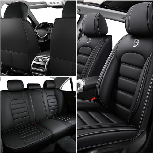 Car Seat Covers for Kia K5 2021-2026, Premium Nappa Leather, Waterproof, Anti-Slip, Full Coverage, Airbag Compatible, Breathable, All-Weather, Easy Install (5 Seats, Classic Black) - color: 5 Seats - Classic Black, size: Kia K5 2021-2026