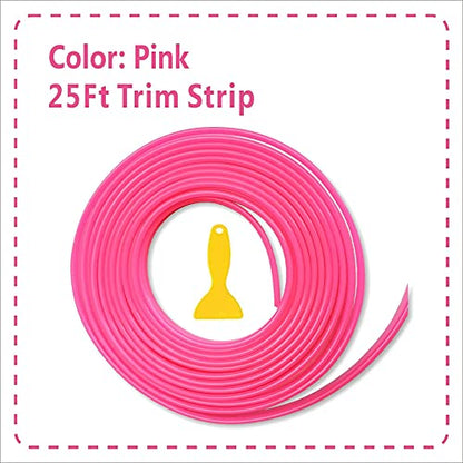 TIKUN TECH Pink Car Interior Decorative Molding Door Panel Dashboard Gap Trim Strip (25Ft) - size: 25ft