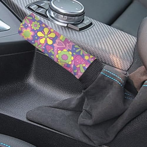 Bulopur Car Shifter Gear Hand Brake Trim Cover Set for Most Cars Van SUV Sedan Truck Auto Accessories - color: Boho Hippie Flower