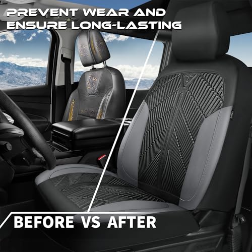 CAR PASS Waterproof Black Gray Car Seat Covers Front Seat Covers Neoprene Wetsuit,All-Weather Non-Slip Durable,Universal Fit for SUV Sedans Trucks Van Automotive,Airbag Compatible,3D Emboss Black Gray - color: Black and Gray, size: Two Front