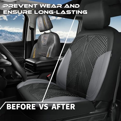 CAR PASS Waterproof Black Gray Car Seat Covers Front Seat Covers Neoprene Wetsuit,All-Weather Non-Slip Durable,Universal Fit for SUV Sedans Trucks Van Automotive,Airbag Compatible,3D Emboss Black Gray - color: Black and Gray, size: Two Front