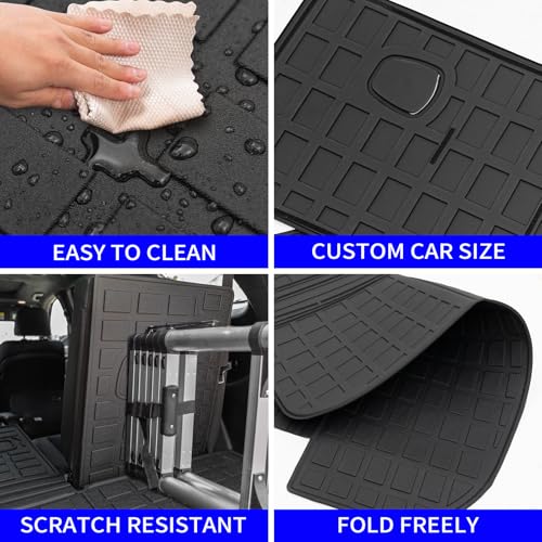 Rongtaod Cargo Mat Compatible with Hyundai Palisade 2020-2025 Trunk Mat Cargo Mat Cargo Liner All Weather Trunk Liner 2024 Palisade Accessories (Trunk Mats with Backrest Mat) - color: 20-25,Trunk Mat with Backrest Mat