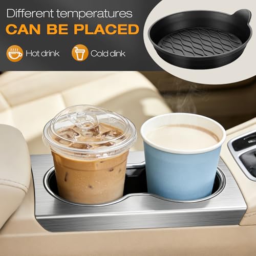 Car Coasters for Cup Holders, Universal Non-Slip Coasters Set of 4 Pack, Black Silicone Car Accessories Interior for Car Truck Cup Holder