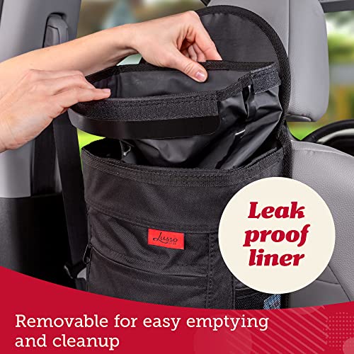 Lusso Gear Spill-Proof Car Trash Can - Leakproof Liner & Flip-Top Lid Auto Trash Can - Hangs in Trucks & SUVs as Trunk Organizer - 2.5-Gal Mesh Pockets for Camper Accessories - 2.5 Gal, Gray, Round - color: 1-Pack Gray, style: 2.5 Gal