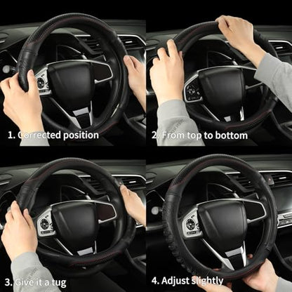 3D Steering Wheel Cover Great Grip with 3D Honeycomb Hole, Anti-Slip Sporty Design, Universal 15 inch(All Black) - color: All Black, size: Round-Middle[14.5''-15'']