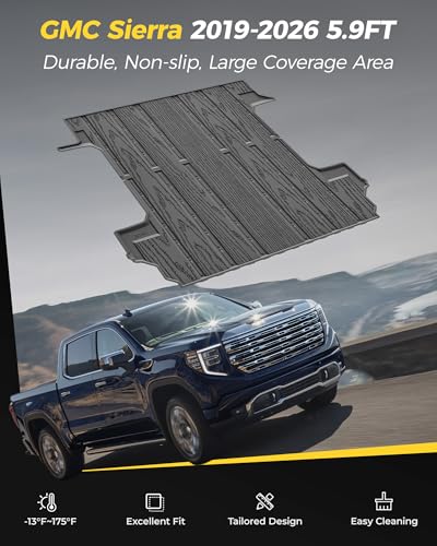 3W Truck Bed Mat for 2019-2025 2026 Chevrolet Chevy Silverado 1500/GMC Sierra 1500 (Only Fit 5.8FT Bed), Bed Liner for Chevy Silverado GMC Sierra 1500, Not Fit Optional CarbonPro Bed - size: 3. Chevy Silverado 1500|5.9FT|Truck Bed Mat