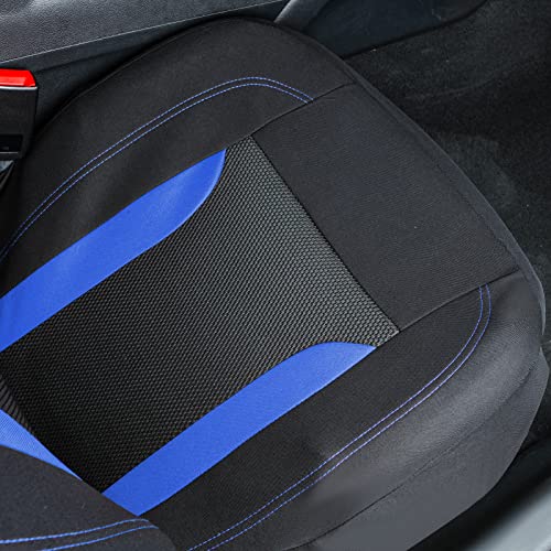 CAR PASS Bucket Car Seat Cover, Breathable 3D Air Mesh-100% Sporty Fabric Front Seats, Airbag Compatible, Universal Fit Auto SUV Truck Sedan Vans Women, High Back Two Front 2 Piece, Black Blue