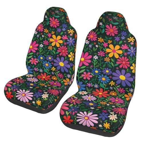 Floral Car Accessories 2Pcs Car Seat Covers for Front Seats Only Auto Interior Decor Hippie Daisy Breathable Vehicle Cushion Covers Universal Fit Most Truck Vans Suvs Sedan, Green and Red - color: Cute Floral