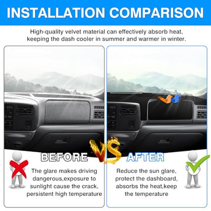 Autorder Dashboard Cover Mat for 1999-2004 Ford F250 F350 F450 Super Duty Accessories Dash Cover Upgrade Velvet Dash Mat Sunshade Glare UV Rays Protector - size: 1999-2004 F250 F350 F450