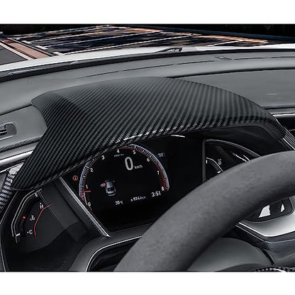 Car Dashboard Instrument Protective Cover Decals for 2016-2021 Honda Civic 10th Gen Accessories ABS Carbon Fiber Stickers - color: Dashboard Protector Cover