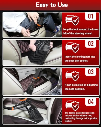 2026 Upgraded Steering Wheel Lock, Seatbelt Lock, Universal Anti-Theft Device, Car Lock, Anti-Theft Device with 3 Keys (Black) - color: BLACK2