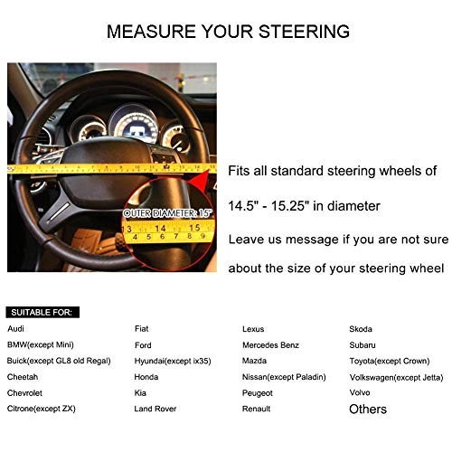 Premium Leather Steering Wheel Cover with Air Holes – Non-Slip Rubber Grip, Universal Fit for Cars (Burgundy) - color: Burgundy