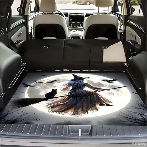 Universal Car Trunk Mat, All Weather Trunk Protection Cargo Liner, Stylish Vehicle Interior Accessories, Durable Cargo Mat Rear Trunk Line Suitable for Most Car (Full Moon Witch Cat, 29" x 39") - color: Full Moon Witch Cat