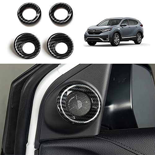 for CRV 2017-2022 A-Pillar Speaker Rings ABS Carbon Fiber Grain Front Rear Door Horn Loudspeaker Decorations Circle Trims for Honda CRV LX EX EX-L Touring 2017 2018 2019 2020 2021 2022 4PCS - color: Speaker Ring