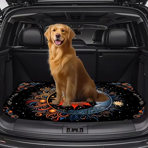 Universal Car Trunk Mat, All Weather Trunk Protection Cargo Liner, Stylish Vehicle Interior Accessories, Durable Cargo Mat Rear Trunk Line Suitable for Most Car (Sun Moon and Starry Sky, 29" x 39") - color: Sun Moon and Starry Sky