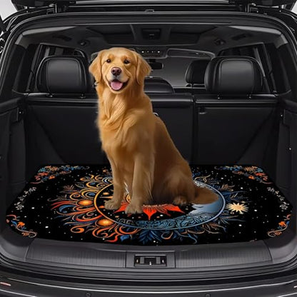 Universal Car Trunk Mat, All Weather Trunk Protection Cargo Liner, Stylish Vehicle Interior Accessories, Durable Cargo Mat Rear Trunk Line Suitable for Most Car (Sun Moon and Starry Sky, 29" x 39") - color: Sun Moon and Starry Sky
