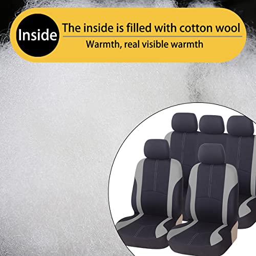 AICEL 9 Piece Car Seat Covers Full Set, Front and Rear Split Bench Auto Seat Protectors, Universal Two-Tone Washable Automotive Seat Covers (Gray) - color: Gray