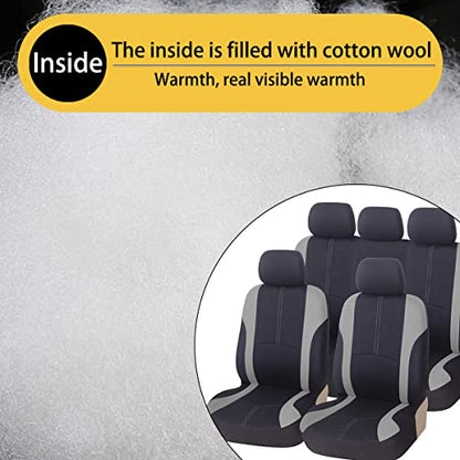 AICEL 9 Piece Car Seat Covers Full Set, Front and Rear Split Bench Auto Seat Protectors, Universal Two-Tone Washable Automotive Seat Covers (Gray) - color: Gray