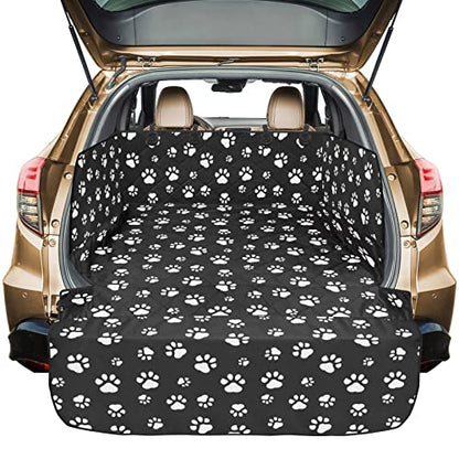 SUV Cargo Liner for Dogs with Side Flaps, Large (54" x 93") Water Resistant Trunk Cover, Non-Slip Pet Area Protector with Bumper Flap, Universal Fit for SUVs Sedans Vans, Paw Print