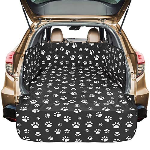 SUV Cargo Liner for Dogs with Side Flaps, Large (54" x 93") Water Resistant Trunk Cover, Non-Slip Pet Area Protector with Bumper Flap, Universal Fit for SUVs Sedans Vans, Paw Print