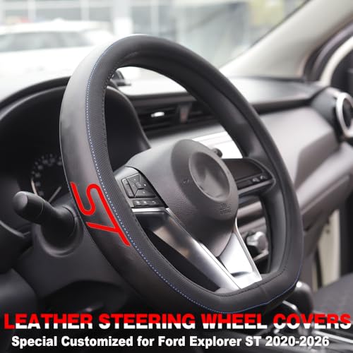 Leather Steering Wheel Cover for Ford Explorer ST 2020-2026