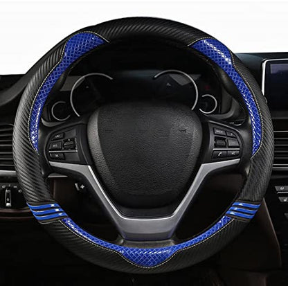 Cat Steering Wheel Cover for Women Girl Universal Microfiber Leather car Steering Wheel Covers 15 inch Anti-Slip auto Interior Accessories (B Blue) - color: B BLUE