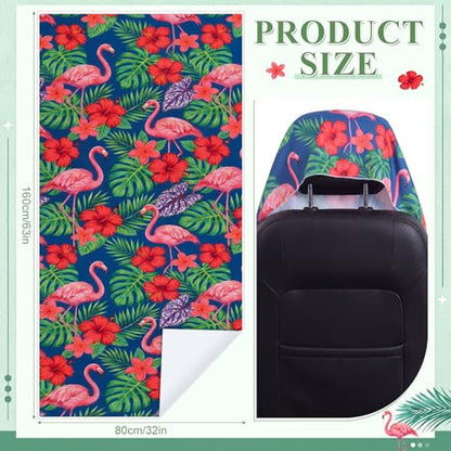 2 Pack Car Seat Towel Covers, 63 x 32 Universal Non Slip Microfiber Sweat Protector for Gym Running Swimming Yoga, Washable Bucket Seat Covers for Cars Trucks SUVs(Flamingo) - style: Flamingo