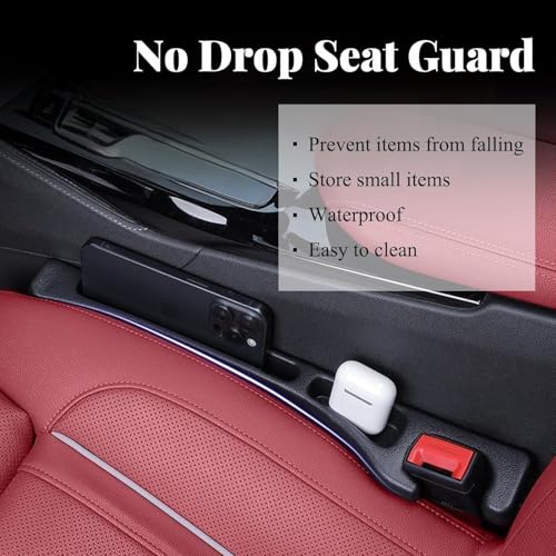 2-Pack Car Seat Gap Filler Organizer, No Drop Seat Guard, Universal Car Seat Gap Filler, Silicone Gap Filler Prevents Phone, Keys & Wallet from Falling, Universal Fit for Car, SUV, Truck