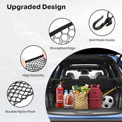 Canvcle Trunk Cargo Net for 2019-2024 Forester Accessories Envelope Style Mesh Trunk Net Organizer and Storage Stretchable Adjustable Elastic Nylon Rear Cargo Netting with Hooks - style: for Forester