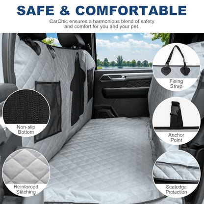 Dog Car Seat Cover for Back Seat - Waterproof Pet Hammock with Embedded Insert Door Protectors (XLarge for Crew Cab Truck with Fold‑Up Seat) - size: XLarge for Crew Cab Truck with Fold‑Up Seat