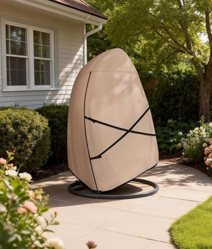 ULTCOVER Patio Hanging Egg Chair Cover - Waterproof Outdoor Double Seat Swing Egg Chair with Stand Cover 66W x 43D x 68H inches - color: Brown, size: Double Seat