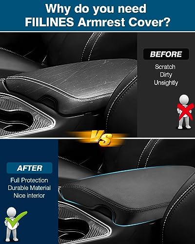 FIILINES Center Console Cover for Dodge Challenger 2015-2023 Center Console Armrest Cover Challenger Interior Accessories Armrest Cover Center Console Pad Anti-Scratch Black - size: For Dodge Challenger 2015-2023