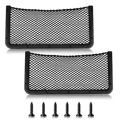 ABS Plastic Frame Automotive Cargo Nets Car Net Pocket Phone Car Mesh Net Holder RV Storage Boat Cargo Pocket Organizer Framed Mesh Net Pocket with Screws for Auto RV Net(2, 16 x 8 Inch) - size: 16 x 8 Inch