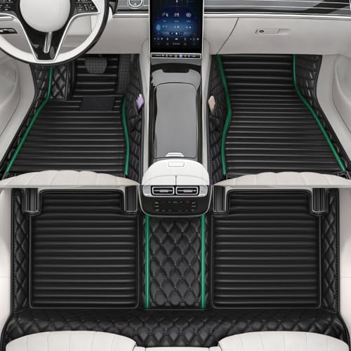 All-Weather car Floor mats, Anti-Slip Leather Floor mats Set, Suitable for 99% of Vehicle Models, Providing Comprehensive Protection for the car Carpet of Your Beloved car. (2+1Green) - color: 2+1Green
