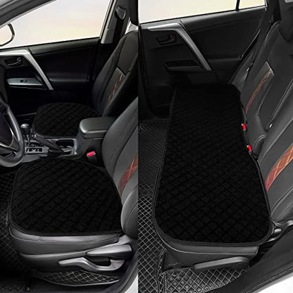 surpassme Car Seat Covers Universal Seat Covers for Car Accessories with Storage Pockets, Car Front Seat Covers and Rear Bench Coverfor Automotive, SUV, Truck, and Van(Black)