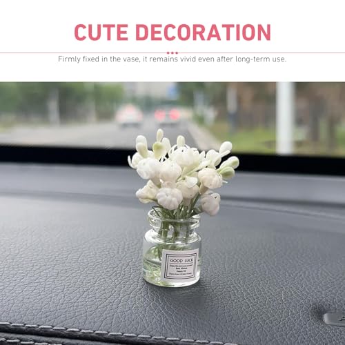 3 PCS Mini Flower Car Dashboard Decor, Cute Artificial Flower Vase Automotive Interior Dashboard Ornaments, Universal for Most Cars