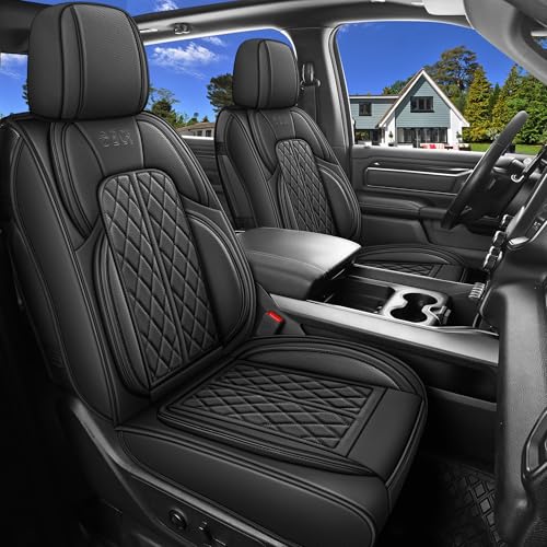 Car Seat Cover Custom Fit for Ford F150 2009-2026 Faux Leather Seat Cover Set Compatible with Regular Cab Super Cab Super Crew Pickup Truck Cushions (Black, Front Seat) - color: Black, size: Front Seats