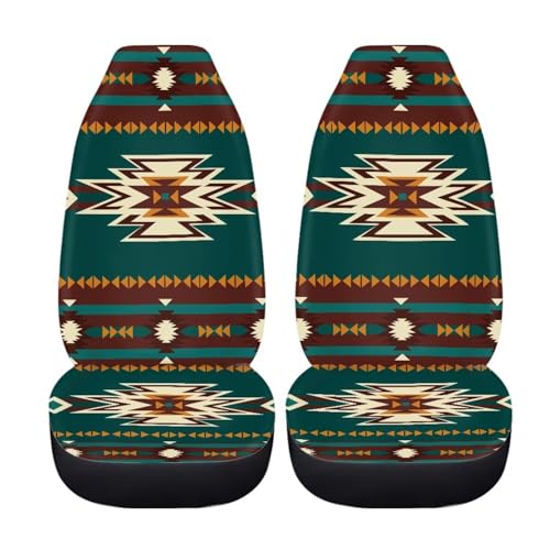 Dreaweet Aztec Car Seat Covers Front Seats Only,Native American Car Front Seat Protector,Universal Waterproof Seat Covers for SUV Trucks Sedan,Green - color: Aztec Green
