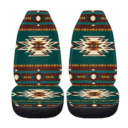 Dreaweet Aztec Car Seat Covers Front Seats Only,Native American Car Front Seat Protector,Universal Waterproof Seat Covers for SUV Trucks Sedan,Green - color: Aztec Green