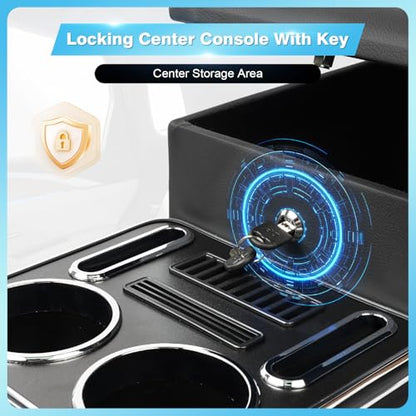 Center Console Between Seats for Minivans, Featuring Cup Holders, Coin Compartment, and Card Slot Center Console for Trucks, Minivans, and SUVs Front Seat Bench Center with Locking (Regular)