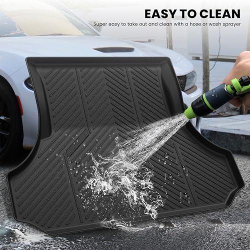 LASFIT Trunk Mat for Dodge Charger 2011-2023, for Chrysler 300 2011-2023, Fit Without Subwoofer, All Weather TPE Custom Fit Car Mats Cargo Liner Cargo Mat, Black - style: 4) Charger/Chrysler 300 | 2011-2023 |Trunk Mat
