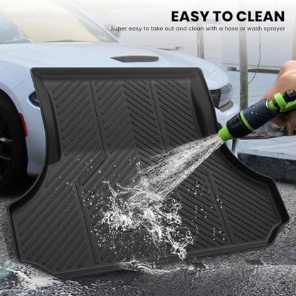 LASFIT Trunk Mat for Dodge Charger 2011-2023, for Chrysler 300 2011-2023, Fit Without Subwoofer, All Weather TPE Custom Fit Car Mats Cargo Liner Cargo Mat, Black - style: 4) Charger/Chrysler 300 | 2011-2023 |Trunk Mat