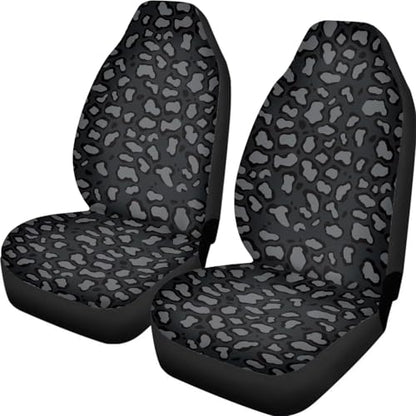 Gray-Black Leopard Print Car Seat Covers for Women Men Non-Slip Thin Automobile Front Seat Covers Interior Protection for SUV Truck Van Chairs - color: Gray-black Leopard