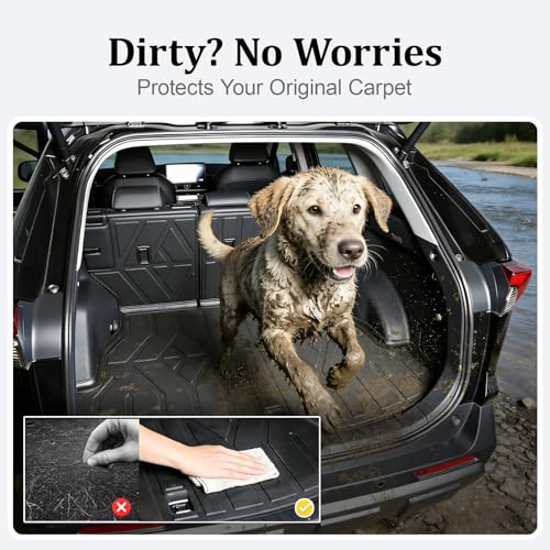 PWY Cargo Mat with Backrest Mat Replacement for Toyota RAV4 2019-2025 (Include Hybrid) All Weather TPE Trunk Cargo Liner with Seat Back Mat, Car Mat Accessories