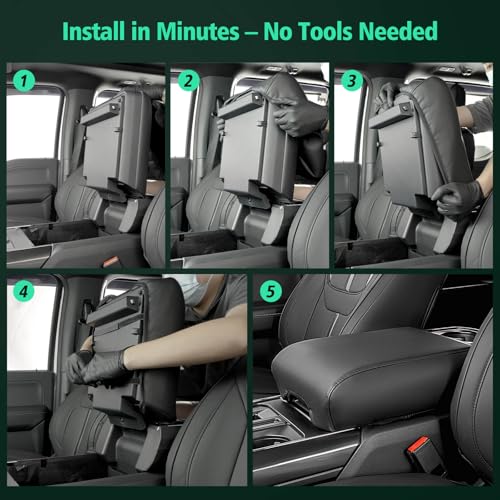 DiffCar® Console Center Cover for Ford F150: 2021-2026(Bucket Seat Console Only), Faux Nappa Leather Armrest Protector for F-150 Truck Interior, Car Accessories for F 150 2021 2022 2023 2024 2025 2026