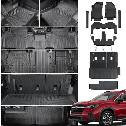 Floor Mats Cargo Mat Backrest Mats Trunk Lower Storage Mat for 2019-2026 Subaru Ascent Accessories, All-Weather TPE Trunk Mat Cargo Liner Door Sill Protector(Floor Mats+2-in-1 Cargo Mat) - style: Floor Mats+2-in-1 Cargo Mat