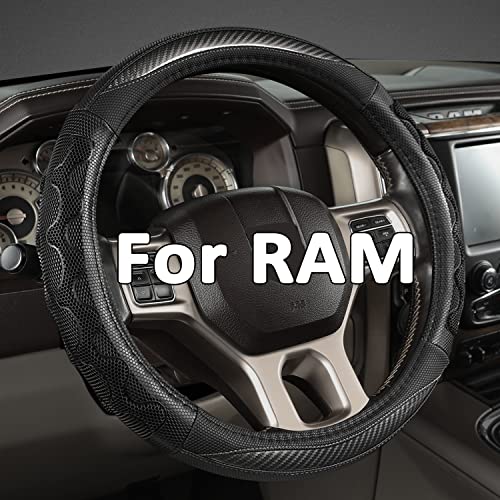 GIANT PANDA Steering Wheel Cover for Dodge Ram 1500 - Car Steering Wheel Covers for Dodge Ram 2500 3500 15.5-16 inch - Gray - color: B-Black+Gray