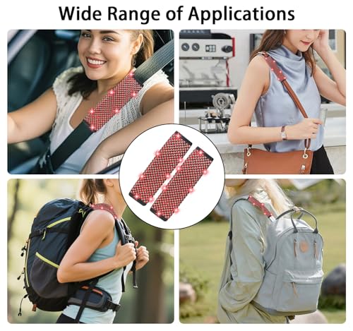 NBTEPEM 2 Pack Bling Car Seat Belt Covers, Diamond Seatbelt Shoulder Protection, Rhinestones Seat Belt Strap Cover Shoulder Pad, Universal Bling Car Interior Accessories Fit for Car/Truck/SUV(Red) - color: Red