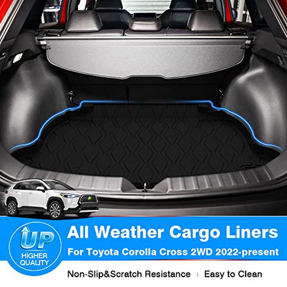 KUST Cargo Mat for Toyota Corolla Cross 2022-2025 2026 (Only Fits NO JBL Subwoofer in Cargo Area)(Not for Corolla) Rear Trunk Mat Cargo Liner All Weather Protection TPE Rubber Black - style: Corolla Cross 2022-2026 │ Trunk Mat